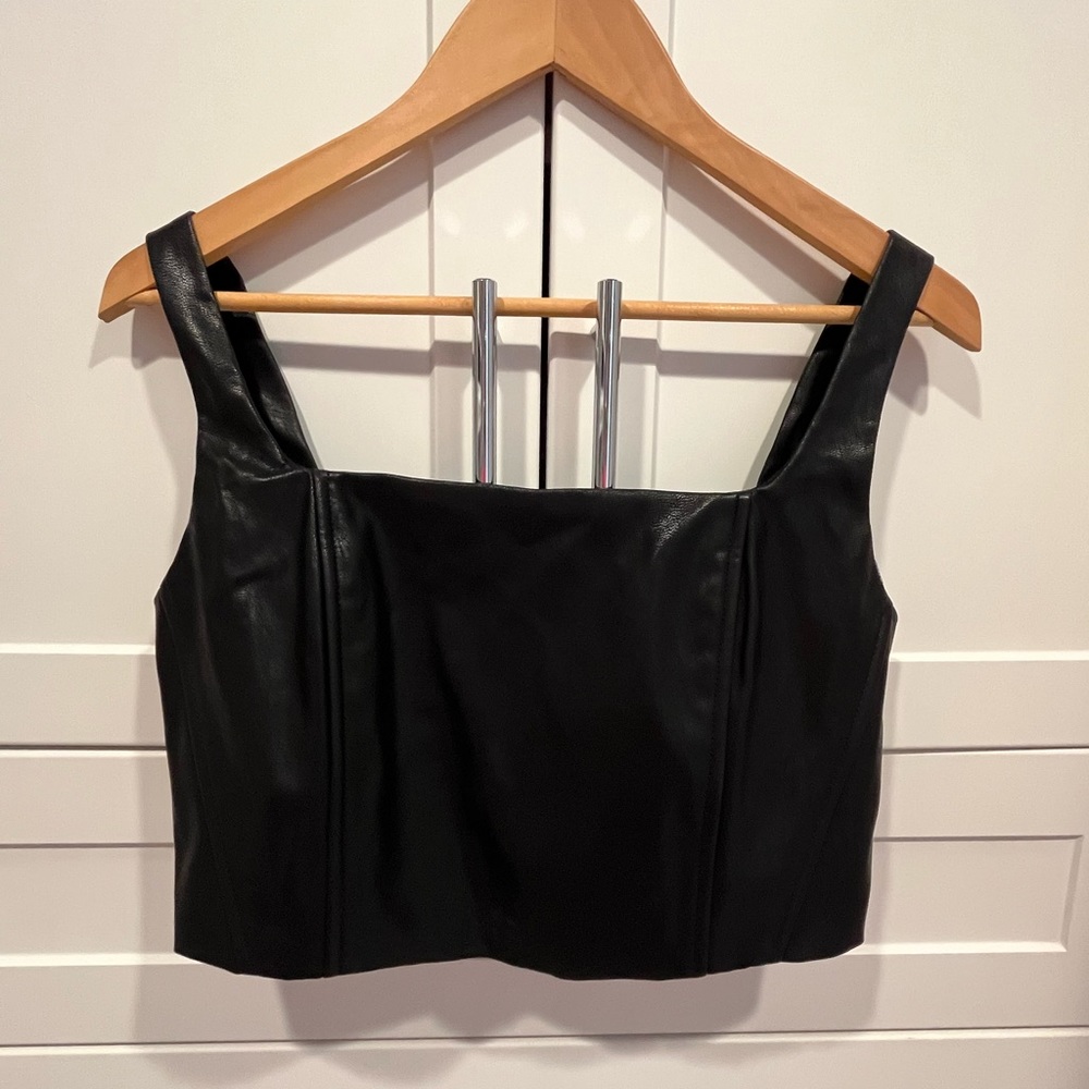 Faux Leather Boned Corset